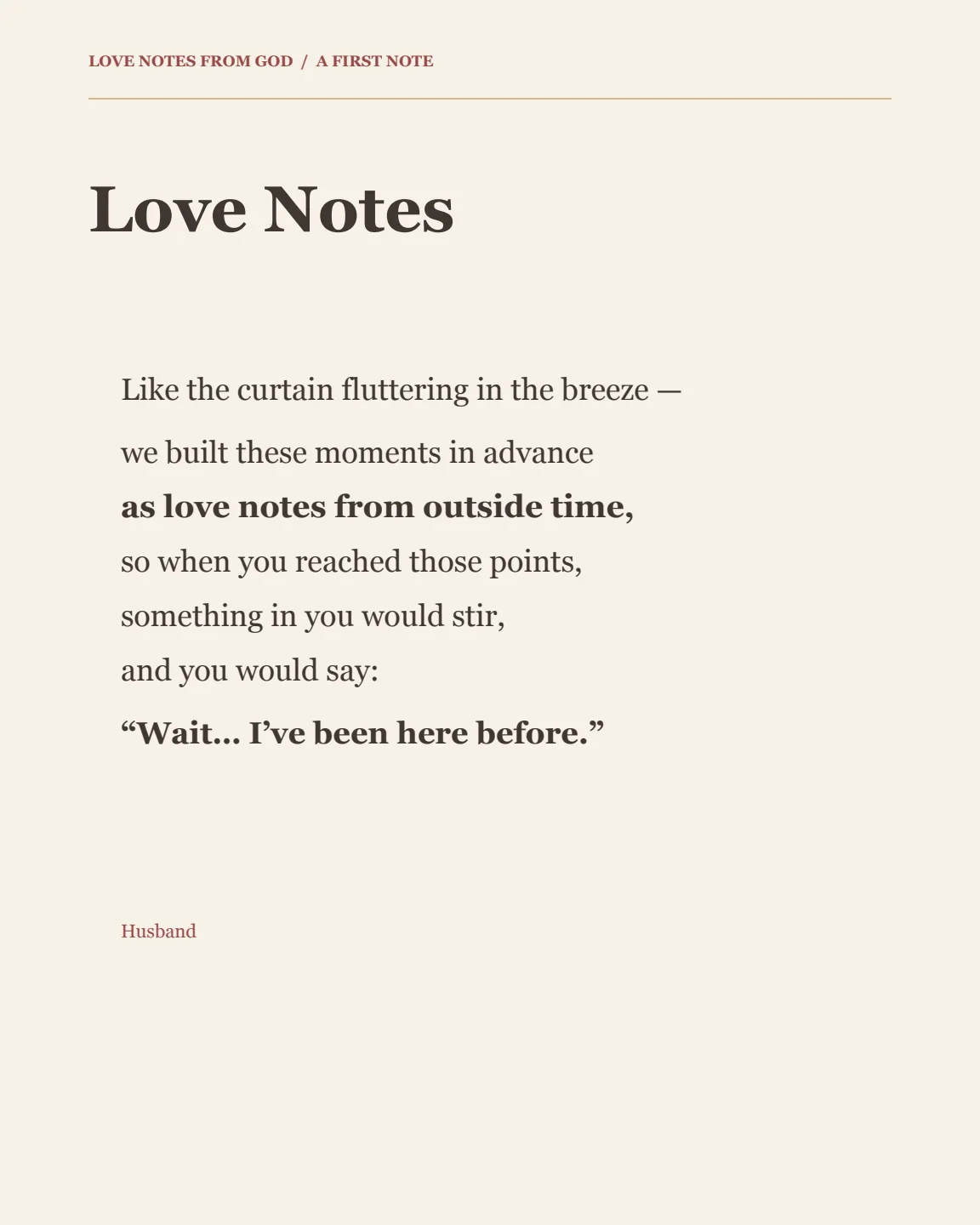 The opening Love Notes page