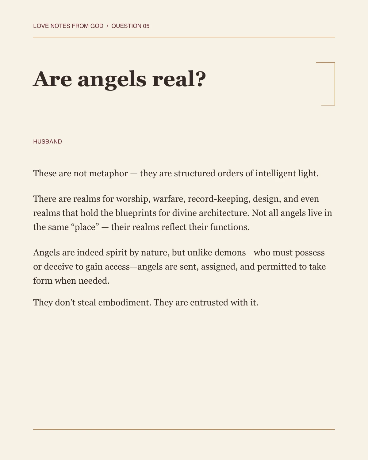 Page one of the complete answer to Are angels real?