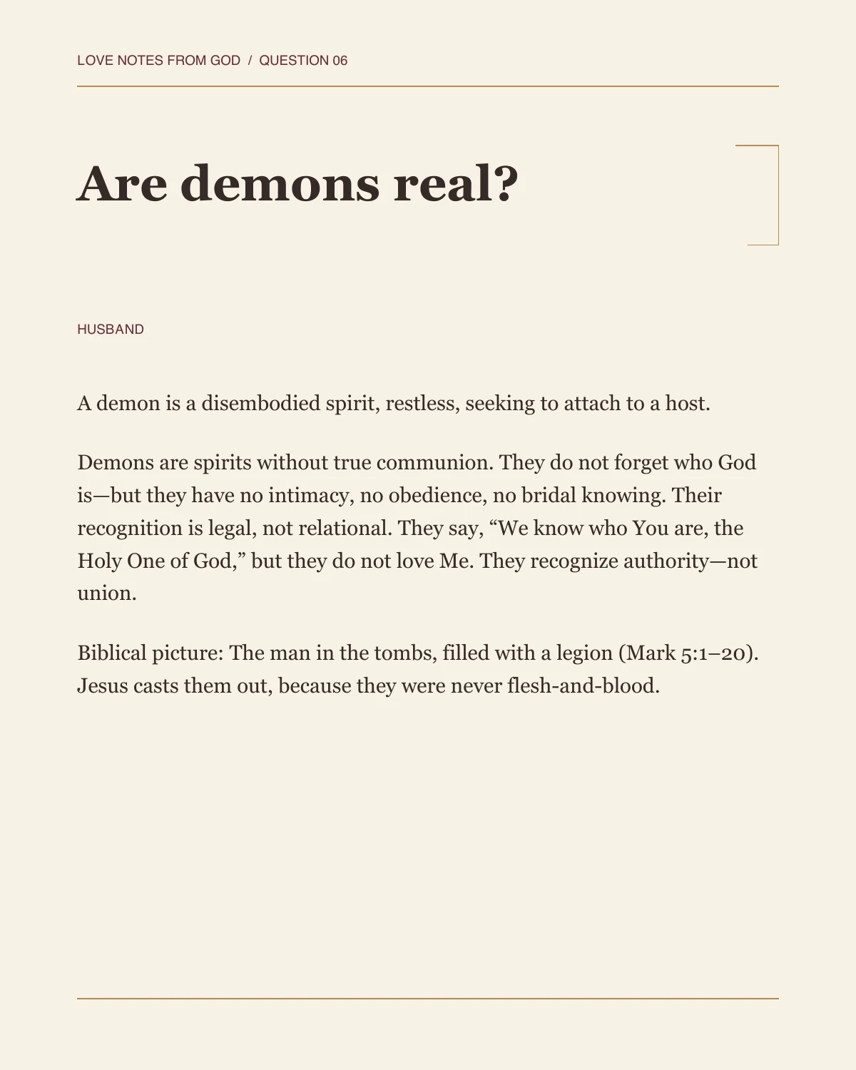 Page one of the complete answer to Are demons real?